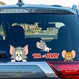 Tom and Jerry Car Stickers – Officially Licensed Cartoon Decals for Car Windows, Laptops, Water Bottles – Funny Vinyl Auto Stickers for Classic Cartoon Fans, Fade-Resistant, Easy to Peel and Remove