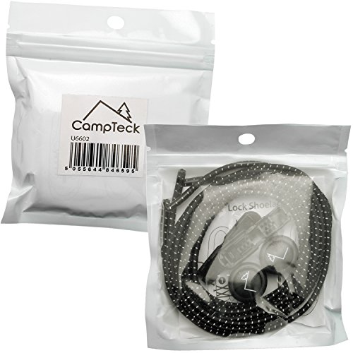 CampTeck U6602 No Tie Shoe Laces Elastic Shoelaces with Locking System - Black - 1 Pair