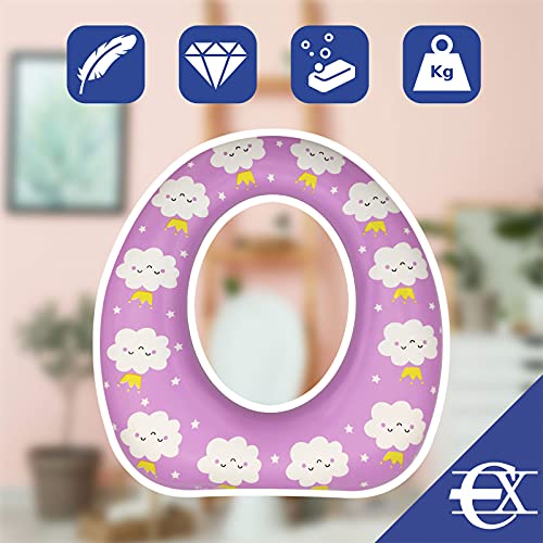 EUROXANTY Toiletbril voor kinderen, toiletverlooper, wc-adapter voor kinderen, universeel, 30 x 29 x 6 cm, roze wolken - Afbeelding 4