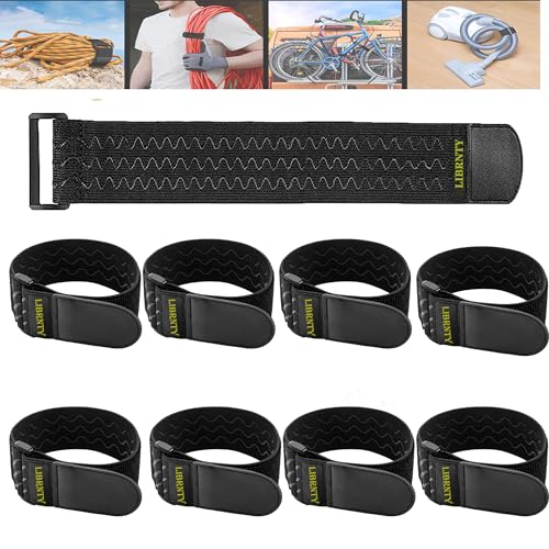 LIBRNTY 8 Pezzi Cinghie Elastiche Antiscivolo,Cinghie elastiche di fissaggio,Cinghie Elastiche di Fissaggio con Silicone Antiscivolo,Fascette a Strappo per Prolunghe,Cavi,Corde,Tubi Flessibili