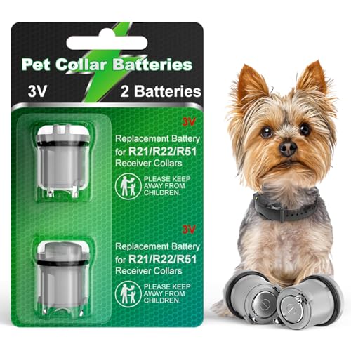 Dog Collar Batteries for R21 R22 R51 and Microlite Collar Battery High Capacity Compatible with Invisible Fence Receiver Collar Batteries 2 Packs Lasting Replacement Pet 3V Batteries - Gray