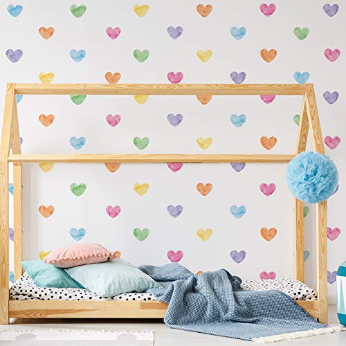 Vinilos decorativos multicolor en forma de corazones 55 piezas