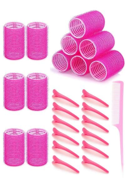 Hair Rollers Curlers, 10 Pcs Plastic Hair Rollers Small Hair Curlers Self Grip Holding Rollers with 10 Pcs Duckbill Clips for Long Medium Short Thick Fine Thin Hair with Tail Comb-image-0