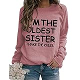 felpe estetiche donna i'm the oldest sister i make the rules stampa girocollo maniche lunghe felpe, oro rosato, medium