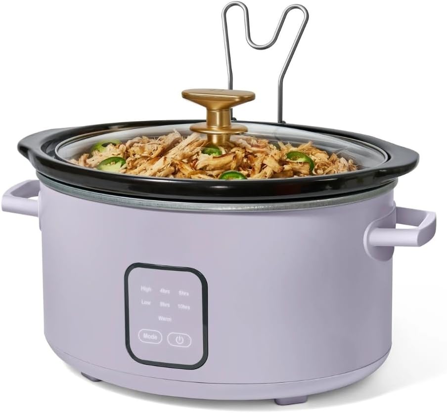 Wonderful 4-Qt Programmable Slow Cooker by -5 Preset Cooking Functions, Digital Countdown Timer, Dishwasher-Safe Parts and Cool-Touch Handles (Lavender)