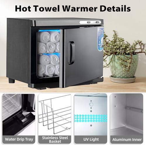 Miniatura 5 de Kensbro Calentador De Toallas De 25 L, Secador De Toallas Uv, Calentador De Compresas, Esterilizador De Toallas Calientes, Función De Calefacción De 360 , Para Belleza, Salón, Spa Negro