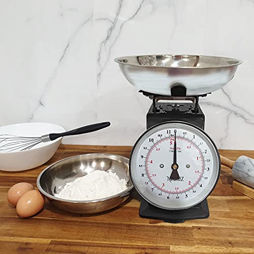 Marliz Kitchen Scale 11Lb/5Kg With 2 Bowls |Mechanical Dial Scale| Vintage Kitchen Scale| Pesa Para Alimentos| Bascula De Cocina|Black Kitchen Scale|Bakers Scale #TOP7