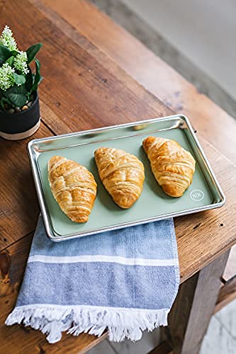 The Silicone Kitchen Silicone Oven Baking Mats - Dishwasher Safe, Bpa Free, Extra Thick - Quarter Sheet (8"X11.75") - Green/Gray #TOP3