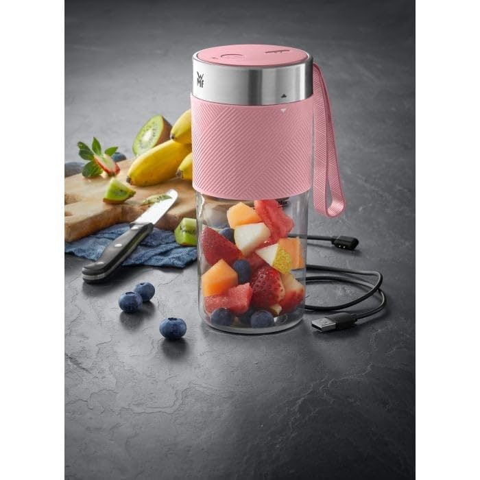 WMF Minis Mix on the Go 300 ml, Mini Mixer to Go, frullatore USB Smoothie Maker, Ricaricabile e Portatile, Rosa