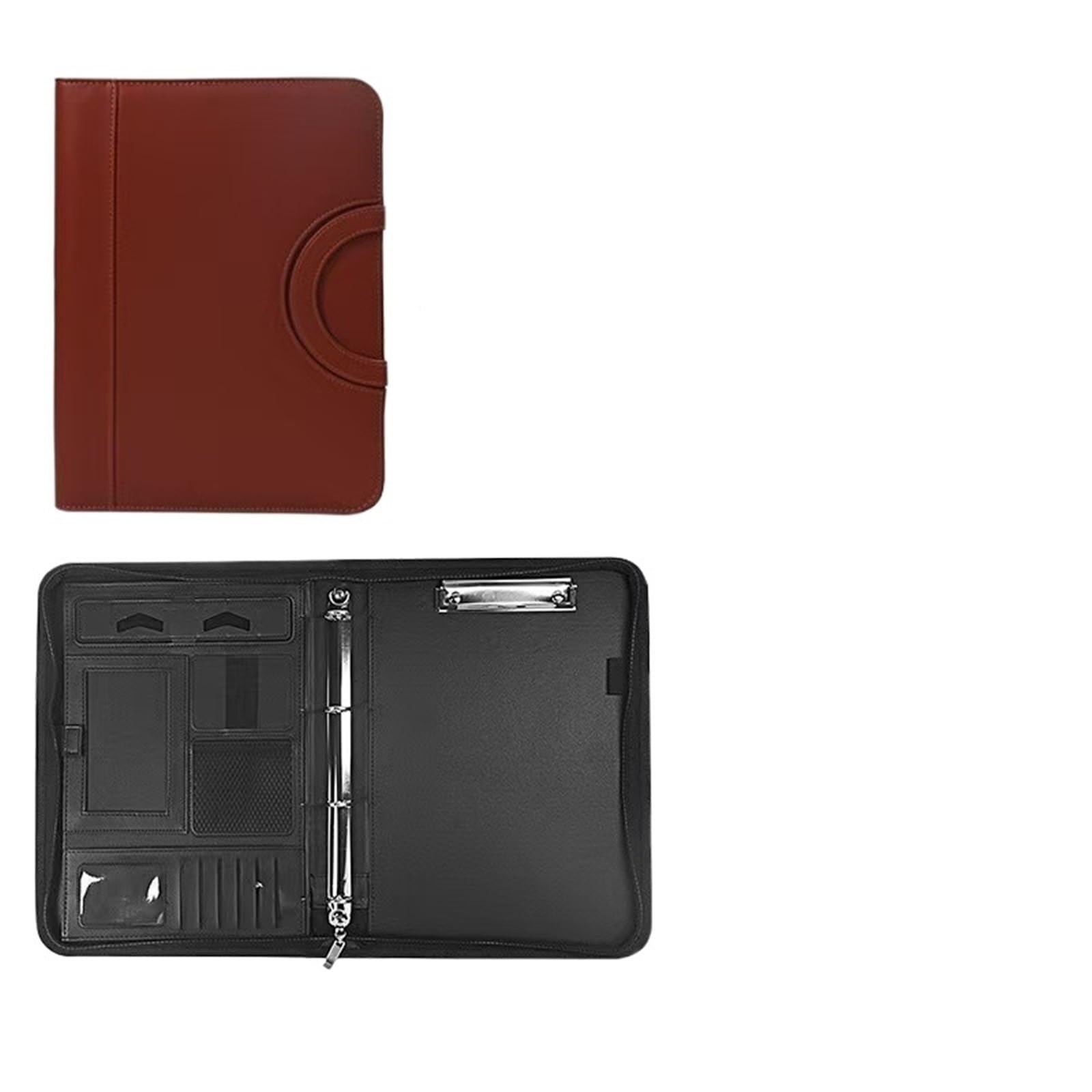 Teczka konferencyjna ze skóry PU, Skórzana teczka konferencyjna A4 z miejscem na kartę Portfolio biznesowe, wielokolorowa(Brown)