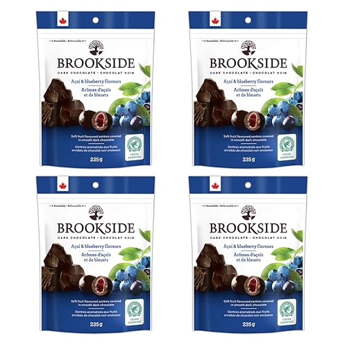 【4袋 アサイー&ブルーベリー】ブルックサイド ダークチョコレート 235g フルーツ チョコレート BROOKSIDE チョコ おやつ 7RabbitRiograndeオリジナルステッカー付 【商標登録番号 第6667215】