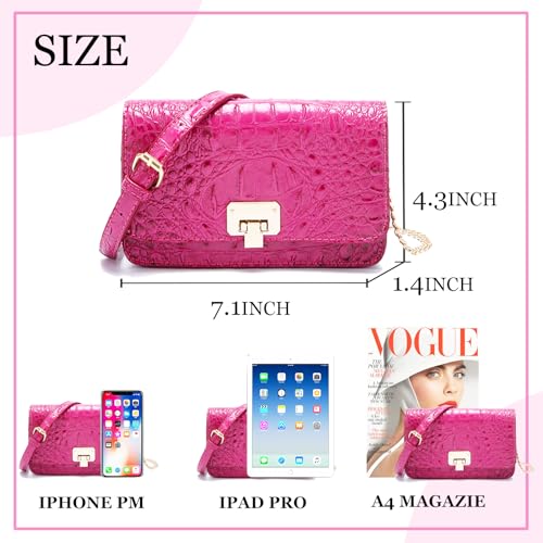 Image of Makcr Joacbv Small Crocodile Crossbody Cell Phone Purse for women Vegan Leather Clutch Wallet with Leather Shoulder Strap | Small