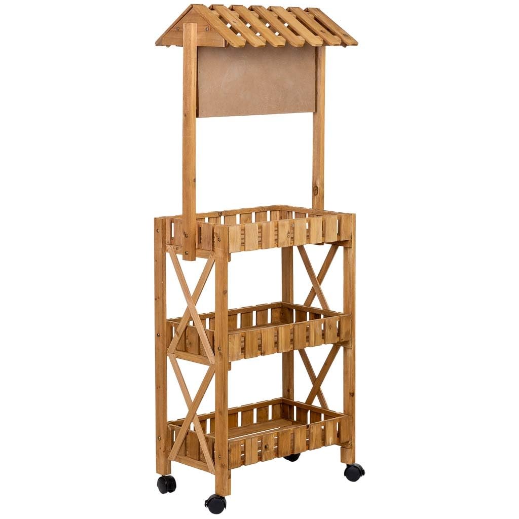 WANDERLUST DECO Expositor-estantería de madera con 3 bandejas 56x32x148h cm