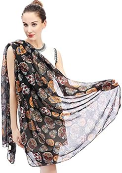 Lina & Lily Day of the Dead Sugar Skull Print damessjaal sjaal wrap lichtgewicht, Zwart, One size