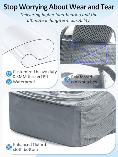 Image of Double-Layer Clear Backpack Heavy Duty, 17 Inch Large Clear Bookbag, Transparent See Through Backpack For School, Work, College, Travel, Sport- Light Grey