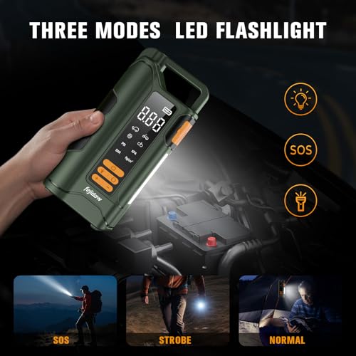 Jump Starter with Air Compressor,5000A Car Battery Jumper Starter, 16000mAh Battery Jumper Starter Portable for 10L Gas/Diesel Engine with 160PSI Booster,LED Display & Light,Jumper Cables - Image 6