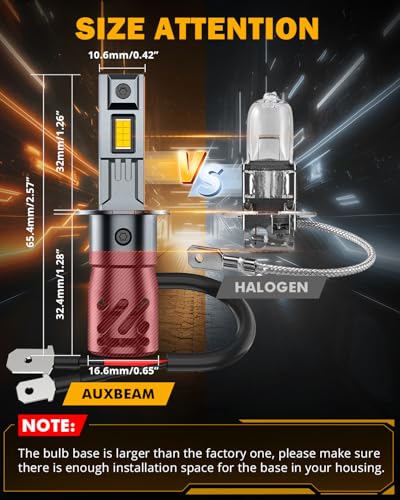 Image of Auxbeam H3 Fog Lights Golden Yellow Powersport Lights Offroad 16000LM | 700% brightness, far and wide view, all in one design, built in fan and copper tube, plug and play, 3000k golden yellow