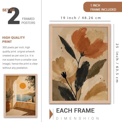 Image of kotart Modern Art Home Decoration Painting With Frame For Living Room Bed Room Hotel Wall Decor Digital Reprint Set of 2 (19X25 inch)