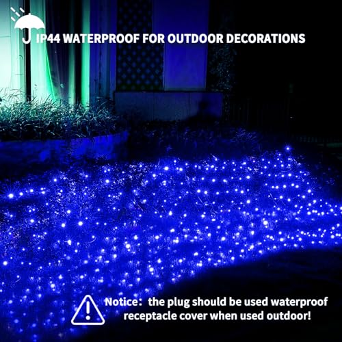 Dirnun Led Christmas Net Lights Blue Outdoor Christmas Lights 160LED 5ftx7ft, Waterproof Outdoor Indoor Fairy Mesh Net Light for Xmas Party, Yard, Patio, Trees, Shrubs, Bushes Decorations by Dirnun - Image 3