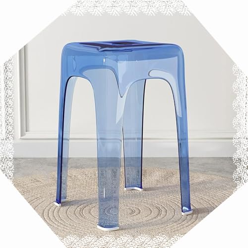 Taburetes de bar apilables de acrílico, sillas altas transparentes de 46 cm para el hogar, reuniones familiares, sala de estar, cocina, diseño azul moderno