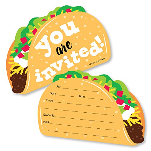 Big Dot of Happiness Taco ‘Bout Fun - Shaped Fill-In Invitations - Mexican Fiesta Invitation Cards with Envelopes - Set of 12