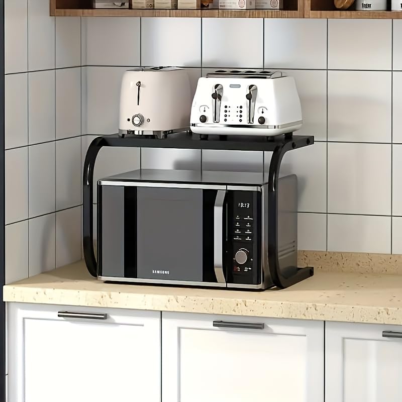 Dhadh C-Shaped Microwave Oven Rack - Versatile Metal Countertop Organizer, Space-Saving Storage Stand for Kitchen Appliances, Spices and Oven-image-4