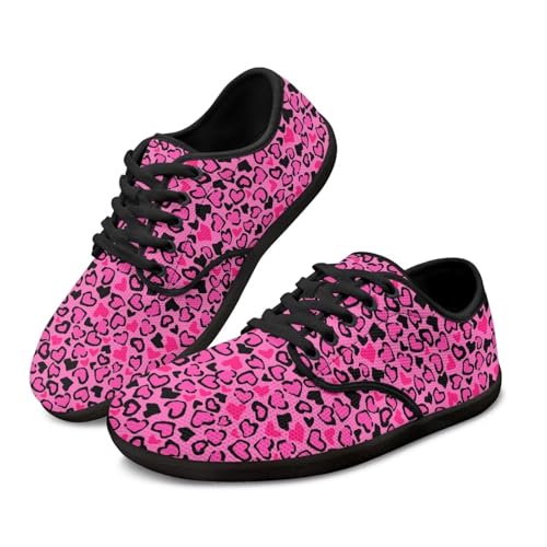 Leopard Print Womens Casual Shoes Lace Up Sneakers Breathable Comfort Walking Shoes Size 5.5-13