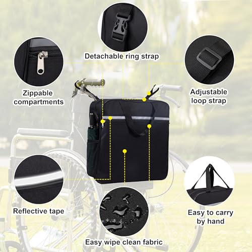 Sac à dos pour fauteuil roulant étanche et universel pour scooter de mobilité - 5