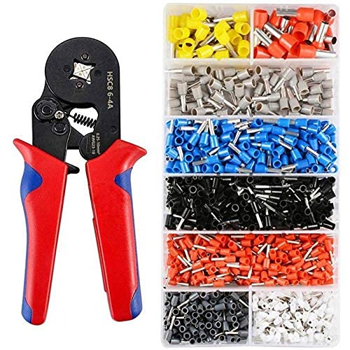 Qianhy 6-4 Self Adjustable Terminal Crimping Pliers Automatic Cable Wire Stripper Stripping Crimper Tools with 1200 Terminals