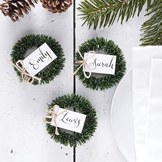 Ginger Ray Christmas Wreath Foliage Card Name Place Holders 4 Pack Rustic
