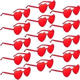 ZHANGBY 15 Pairs Heart Sunglasses Heart Shape Sunglasses Heart Shaped Frameless Sunglasses Trendy Transparent Candy Color Party Sunglasses(Red)