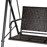 Outsunny Rattan Hollywoodschaukel, 2-Sitzer Gartenschaukel, Schaukelbank, Verstellbares Sonnendach, Stahlrahmen, Schwarz 140 x 110 x 151 cm - 8