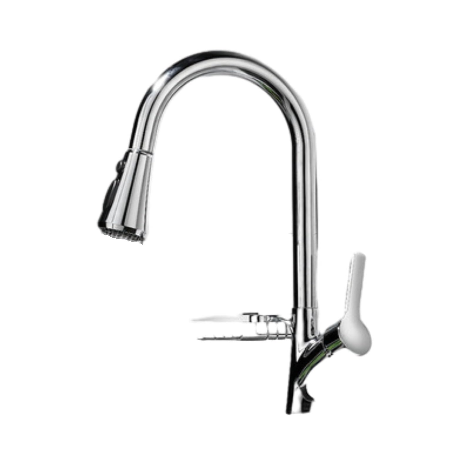 ZYCHSJXA Kitchen Taps Copper Faucet Hot and Cold Swivel Pull-Out Vegetable Sink Splash-Proof Silver Basket Style