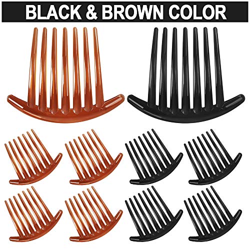 24 Pcs 7 Tooth French Twist Comb Plastic Hair Clip Hair Side Combs Hair Accessory For Women Girls (Black And Brown) #TOP1