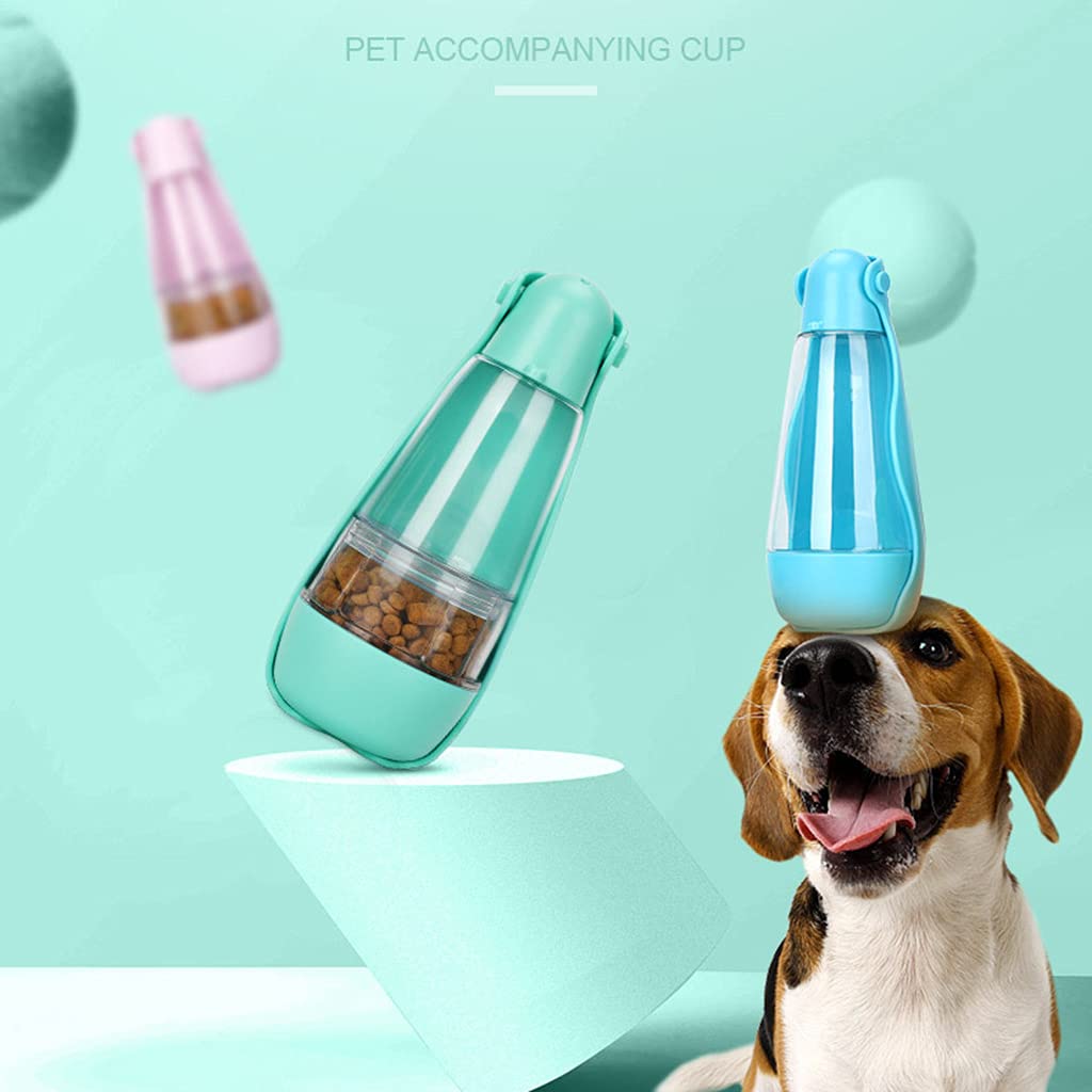 Borraccia Per Cani Con Dispenser Acqua E Porta Cibo - 330ml Acqua + 280ml Cibo, Ideale Da Viaggio