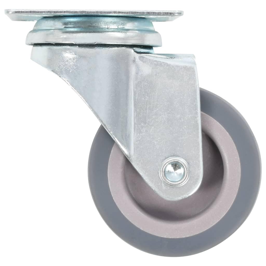 24 ruedas giratorias de goma TPR de 50 mm con marco de hierro revestido de zinc para taller, almacén, industria, carro de transporte, plataforma, carga pesada y transporte de materiales