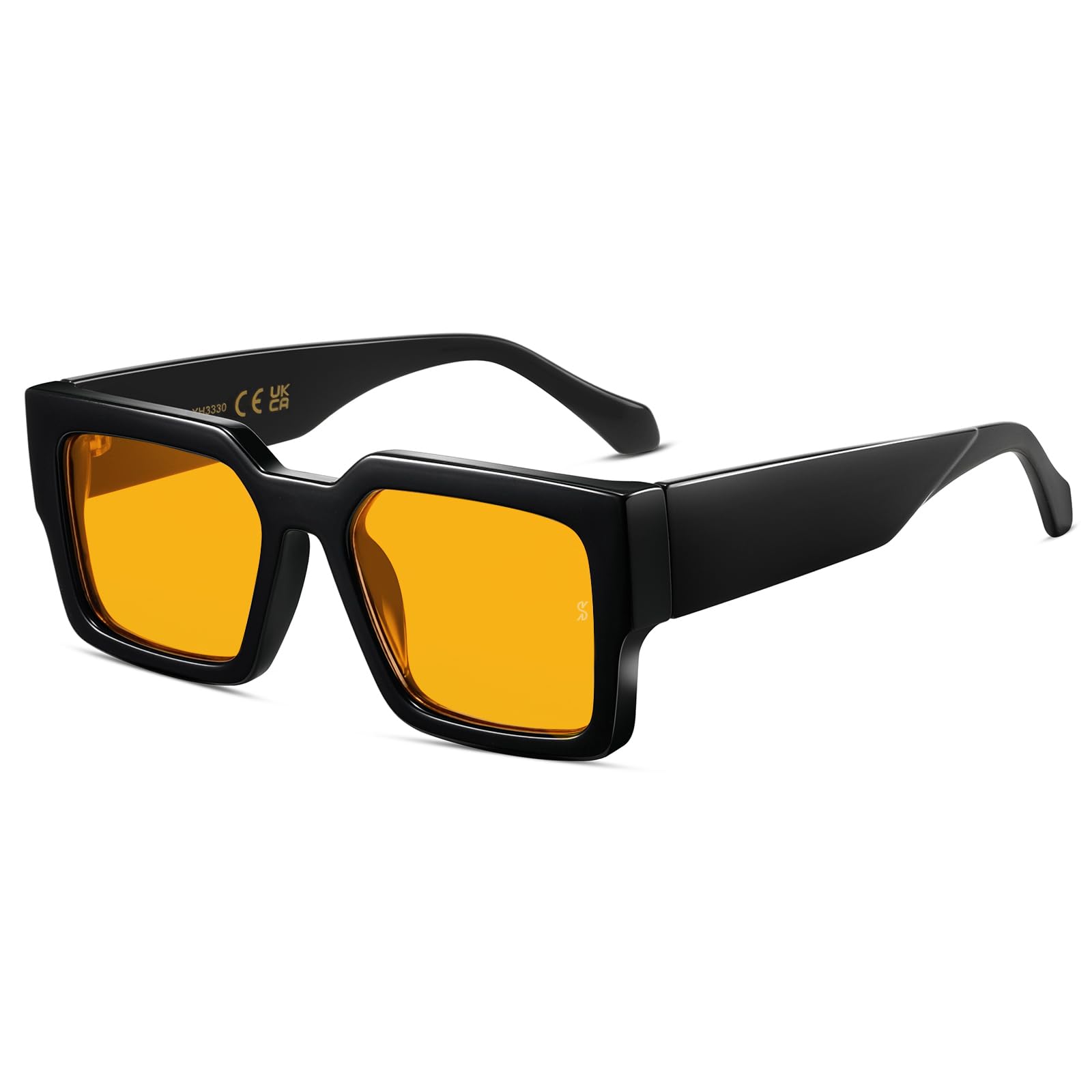 Retro Thick Rectangle Sunglasses Women Men Trendy Chunky Narrow Square Black Flat-Top Fashion Glasses 6