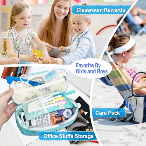 Image of Pencil Case Large Capacity Pouch Bag with Zippers, Expandable Pen Bag Storage Holds 50-100 Pencils, Colors Pencil Box Organizer Case Office School Supplies for Girls Boys Adults(Blue)