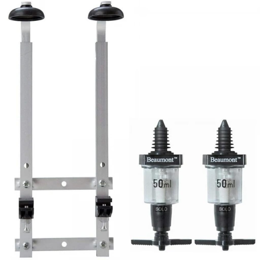 We Can Source It Ltd Black - Durable 2 × 50 Ml Solo Bar Optic Spirit Measures With 2‑Bottle Wall Mount Bracket — Heavy‑Duty, Accurate Pour, For 70 Cl–1 L Bottles, Compact Bar Or Home Use, Fast Setup