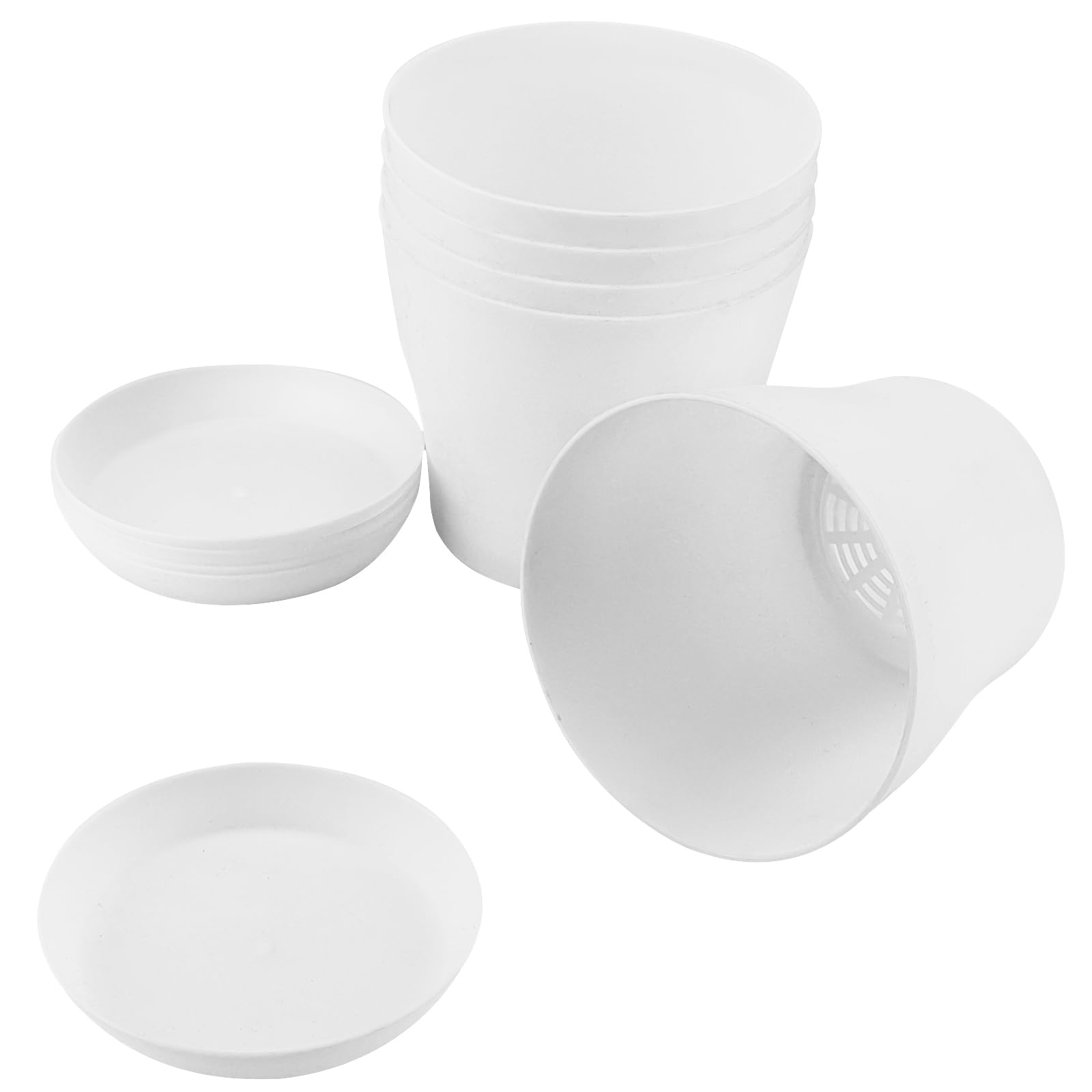 Tradineur - Vaso con piatto tipo mediterraneo, diametro 40 cm, ideale sia per interni che esterni, fioriera alta con fori per drenare acqua, colore grigio