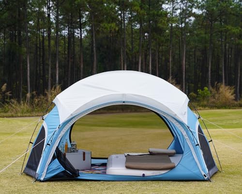 Image of Vidalido 3-4 Person Camping Tent with 2 Large Mesh Door 4 Mesh Window Family Tents, Double Layer Waterproof Portable Easy Setup Camp Tent, Canvas Dome Tents for Camping Outdoor Hiking and Backpacking