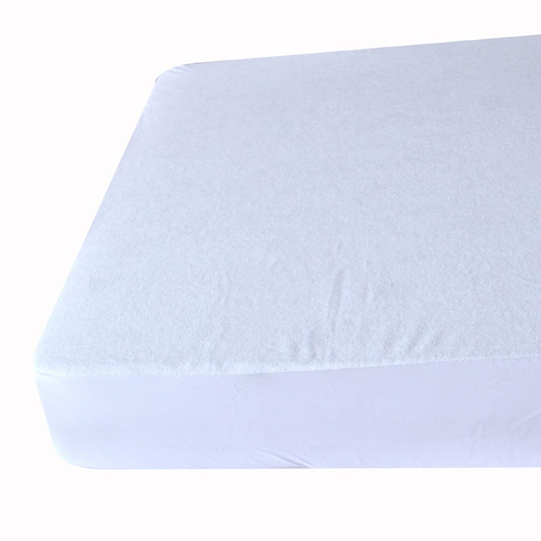 Fairy Down Waterproof Terry Cotton Fitted Mattress Protector for Queen Size Bed (White, 84" x 60")-image-12