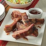 Premium Hickory-Smoked Pork Baby Back Ribs - Hand-Rubbed, Fully Cooked, and Bursting with Flavor. Barbecue Tradition. 3 Slabs with Barbecue Sauce from Kansas City Steak Company.
