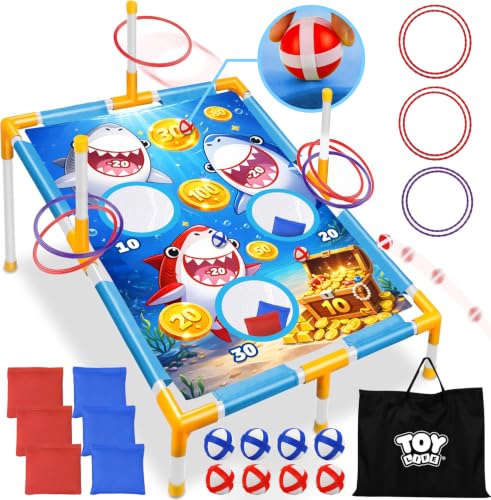 TOY Life 3 in 1 Sticky Bean Bag Ring Toss Games, Cornhole, Outdoor Toys for Kids Ages 4-8, Sports & Outdoor Play, Backyard Outside Toys, Family Lawn Yard Games Birthday Party, Gift for Boys