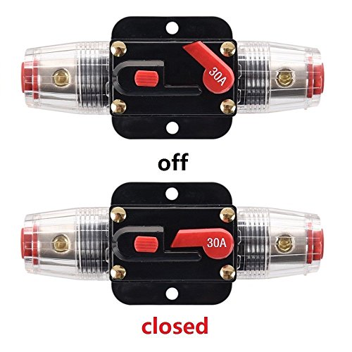 Image of 30 Amp Circuit Breaker Manual Reset Inline Fuse Inverter for Car Marine Trolling Motors Boat ATV Audio Solar Inverter System Protection 12V-24V DC 30 Amp