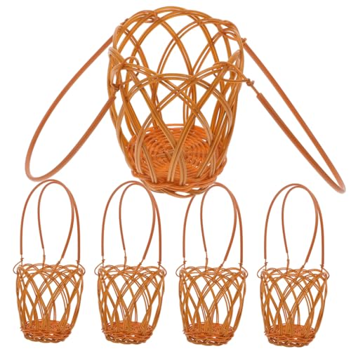 Zerodeko 5pièces Panier Tissé Imitation Rotin Avec Poignée Pour Bouteille De Vin Conteneur Multifonctionnel Pour Fruits Légumes Et Décoration Intérieur Pour Pique- Et Camping