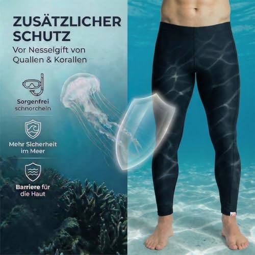 iQ-UV Badehose für Herren Lang Schwarz L – Lange Schwimmhose für Herren mit UPF 50+ UV-Schutz – Lange Stretch Badehosen mit Handytasche – Badeshorts in lang, elastisch & schnelltrocknend