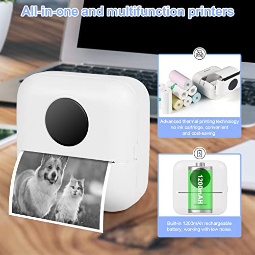 GuKKK Mini Drucker, Mobiler Fotodrucker, Tragbarer Mini Fotodrucker, Wireless Thermodrucker, Mini Drucker für Smartphone, Mini Printer für Lernhilfe, Lernnotizen, Journal, Notizen, Journal