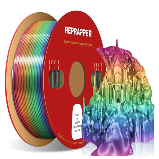 RepRapper Candy Rainbow PLA Filament, Shiny Multicolor Silk PLA 1.75 mm Filament (+-0.03 mm), Sparkle Fast Change Multi-color1 kg 3D Printer Filament for 3D Printer