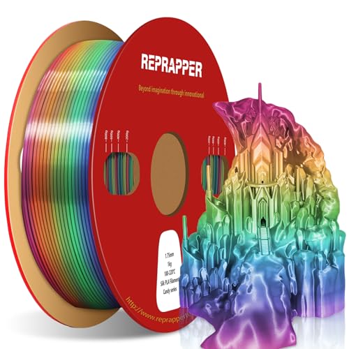 Image of RepRapper Candy Rainbow PLA Filament, Shiny Multicolor Silk PLA 1.75 mm Filament (+-0.03 mm), Sparkle Fast Change Multi-color1 kg 3D Printer Filament for 3D Printer